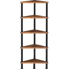 Corner Shelf, Corner Bookcase, Industrial 5-Tier Corner Shelf Stand Display Rack,Wall Corner Bookshelf, Living Room, Home Office, Kitchen(Black)