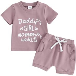 Amnnchya Baby 2 Piece Outfits Plaid Patchwork Short Sleeve Shirt Elastic Shorts Set Toddler Girl Boy Cute Summer Clothes