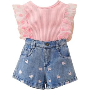 TAOJIAN Infant and Toddler Baby Girls Kids Sleeveless Shirts and Short Pants Summer Clothes Sets