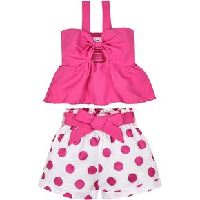 ODIMAME Baby Girl Clothes Summer Cute Outfits Infant Bow Strap Tank Top + Baby Girl Short set 3-18 Months