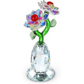 H&D HYALINE & DORA Crystal Daisy Flower Figurine Ornament Paperweight Glass Flower Home Office Table Decor Souvenir Gifts for Birthday Christmas