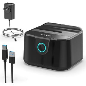 GODO Hard Drive Docking Station to USB 3.0 Type C ,Dual Bay Hard Drive Dock for SATA 2.5 / 3.5 inch HDDs/SSDs with LED Indicator ,Support Offline Clone/Duplicator 2*18TB Grey
