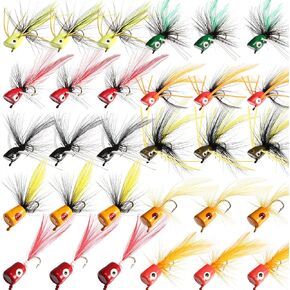 Sumind 30 Pcs Bass Poppers for Fly Fishing, Size 8 and 10 in Kuwait