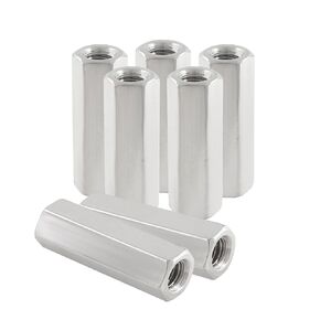 Waziaqoc M6 Hex Coupling Nut, 30mm Length Rod Coupling Nuts 304 Stainless Steel Long Nuts, 6PCS
