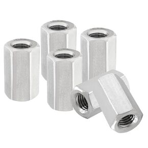 Waziaqoc M6 Hex Coupling Nut, 30mm Length Rod Coupling Nuts 304 Stainless Steel Long Nuts, 6PCS