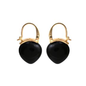 Gempires Mother's Day Gift Smoky Quartz Hoop Earrings for Women, Drop Earrings, Trendy, Dangling, 15mm Pear shape Crystal, Fancy, 14k Gold Plated Jewelry, Gift for Her