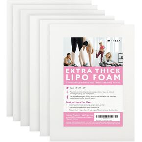 IMPRESA [6 Pack] Extra Thick Lipo Foam - Post Surgery Ab Board for Use with Post Liposuction Surgery Compression Garments Such As Fajas Colombianas, Phax and Lowla Coresets - Medical Grade Foam