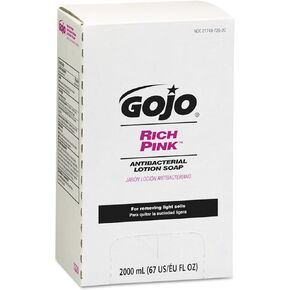 GOJO RICH PINK Antibacterial Lotion Soap, Floral Balsam Fragrance, 5000 mL Lotion Hand Soap Refill PRO TDX Push-Style Dispenser (Pack of 2) - 7520-02