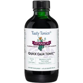 Vitanica Quick Calm Tonic - Stress Support Supplement - Herbal Supplement with Lavender, Valerian Root, Kava Root & Passionflower Herb - Consumer Line - BlackBerry Vanilla, 4 Fl Oz (118 mL)