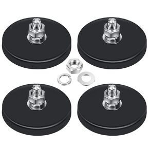 Neodymium Magnet Rubber Coated Mounting Magnets Small Scratch Safe Black Stud Magnet Painted Surface Waterproof Magnets M6 Threaded Magnet with Bolts Nuts for Lighting Camera Tools(8 Packs,1.69 Inch)