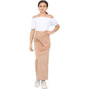 Loxdonz Girls Casual High Waist Maxi Skirt Kids Long Summer Skirts