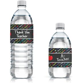 Thank You Teacher Water Bottle Labels - Teacher Appreciation - 24 Stickers
