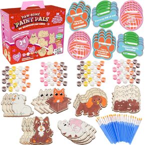 Mermaid & Pirate Wood Painting Kits (24 ct)- Perfect Goodie Bag Party Favors for Kids Birthday Party -Each has a Wood Craft, Paints, Brush & Sticker for Boys & Girls -Kids Multi-Item Party Favor Packs