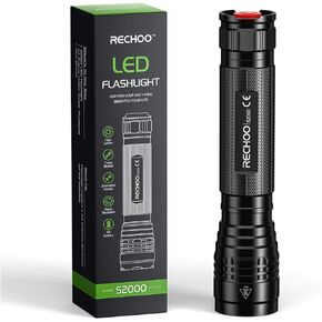 RECHOO High-Powered LED Flashlight S2000, Upgraded Powerful 2000 High Lumens Flashlights with 3 Modes, Zoomable, Water Resistant Flash Light for Home, Camping, Emergency, Hiking, Outdoor