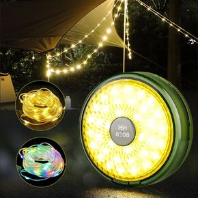 Doraibao 2 في 1 سلسلة أضواء التخييم RGB وأضواء سلسلة دافئة 8 أوضاع إضاءة فانوس التخييم سلسلة أضواء قابلة للشحن أضواء التخييم المحمولة مصباح يدوي للتخييم / الطوارئ / في الهواء الطلق / داخلي