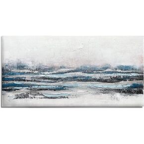 Sailing Boat Canvas Wall Art Coastal Textured Painting Landscape Beach Pictures for Living Room Ocean Artwork Bedroom Wall Decor 40x20 Inch