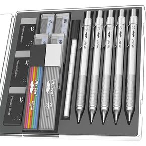 Mr. Pen- Metal Mechanical Pencil Set, 5 Sizes, 0.3, 0.5, 0.7, 0.9, 2mm, Mechanical Pencils, Sketching Pencils, Drafting Pencil, Mechanical Pencil Metal, Lead Pencils
