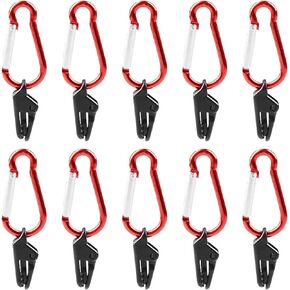 10PCS Heavy Duty Outdoor Camping Tarp Clips with 10PCS Carabiner Hanging Hooks, Tent Clips, Tarp Clamps for Awnings Caravan Car Truck Swimming Pool Boat