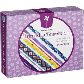 Pinwheel Crafts Friendship Bracelet Kit - Braided Bracelet Making Kit with 100 Floss, Colored/Metal Beads, Braiding Clip, 20+ Bracelet Making Designs Book – DIY Bracelet Kit Gift for Girls