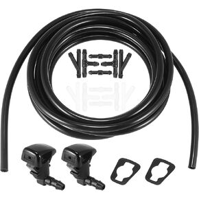 ACROPIX Front Windshield Washer Hose Kit Fit for Cadillac CTS with 3 Meter Washer Fluid Hose 12 Pcs Hose Connectors - Pack of 15 Black
