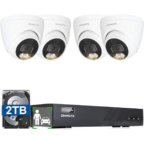ONWOTE 2 Way Audio Wired 4K PoE Security Camera System, AI Human Vehicle Detection Trigger Color Night Vision, 4* 8MP 125° Wide View Angle IP Cameras, 8 Channel NVR 2TB, Two Way Talk CCTV Kit for Home