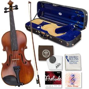 Louis Carpini G2 Violin Outfit 4/4 Full Size - Carrying Case and Accessories Included - Solid Maple Wood and Ebony Fittings By Kennedy Violins