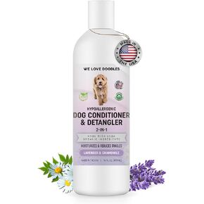 USDA Organic Dog Conditioner & Detangler, 2-in-1 Conditioner for Allergies & Itching, Made in USA, Lotion Treatment for Dogs, Perfect for Poodles, Doodles, & Goldendoodles, 16oz [We Love Doodles]