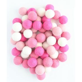 Mini Felt Factory | Wool Felt Balls Set (60 Poms 2.5cm) Pink Blush Craft Seasonal Garland Project Boho Handmade Party Supplies Bulk Home Decor Baby Mobile Montessori Cat Bunting