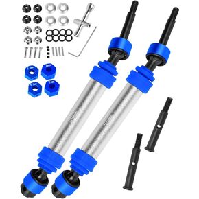 جزء ترقيات محور أعمدة إدارة المحور RC من RcarmubWow لـ 1/10 Rustler 2WD(VXL)، Stampede 2WD(VXL)، #45 أعمدة محرك أمامية وخلفية فولاذية CVD، قطعتان، فضي وأزرق داكن (ليس لـ Slash 2wd)
