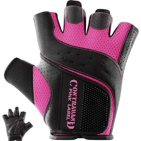 Contraband Pink Label 5137 Women's Padded Weight Lifting and Rowing Gloves w/ Grip-Lock Padding (Pair) - Machine Washable Fingerless Workout Gloves Designed Specifically for Women