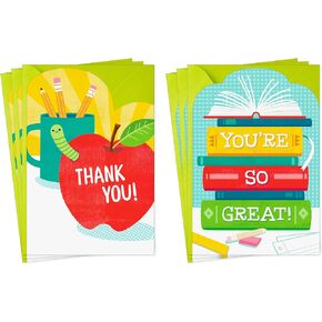Hallmark Teacher Appreciation Card Assortment (6 Cards with Envelopes) for Kindergarten, Grade School, Preschool Teachers