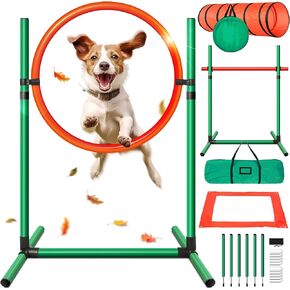 Dog Agility Training Kit Dog Sports Outdoor Games Obstacle Course | Tunnel Hurdle Jump Ring