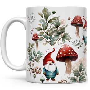 Gnome Cottagecore Cozy Hygge Coffee Mug, Cute Whimsical Woodland Mushroom Nature Cup (11oz)
