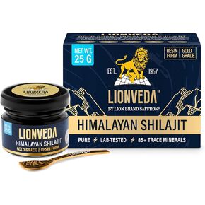 LIONVEDA Pure Himalayan Shilajit Resin with 85+ Trace Minerals & Fulvic Acid for Energy,Immune Support & Metabolism | Lab-Tested Maximum Potency Gold Grade Shilajit Supplement(90 Servings/45g)