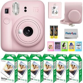 حزمة كاميرا Fujifilm Instax Mini 12 الفورية مع حزمة قيمة لفيلم Fujifilm Instax Mini Instant Film (60 ورقة) مع ملحقات تشمل حافظة واقية وحزام وألبوم صور (أخضر نعناعي)