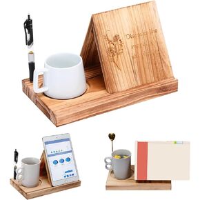 MEGREZ Triangle Book Holder Stand for Reading, Wooden Book Rest with Cup Holder, Mini Bookcase Triangle Bookshelf Book Page Rest Stand for Book Lovers, Rose