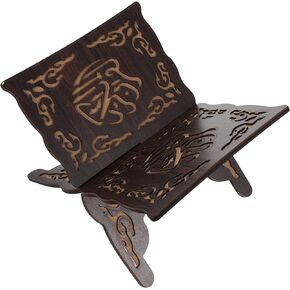 VALICLUD Wooden Quran Book Stand Eid Bible Bookshelf Wood Muslim Book Holder Stand Eid Ramadan Prayer Book Holder Islam Religious Gifts Black