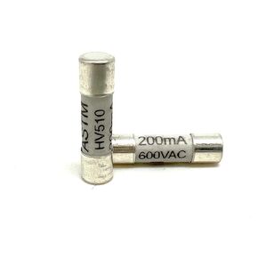 Ceramic Fuse 0.2A, HV510, 200mA / 600VAC, 5x20mm for use in Multimeters (2pcs/pk)