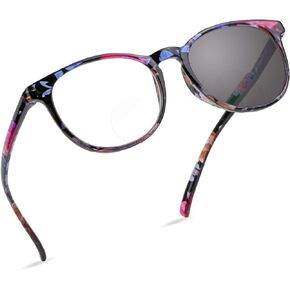 LifeArt Bifocal Reading Glasses, Transition Photochromic Dark Grey Sunglasses, Oval Frame, Computer Reading Glasses, Anti Glare (Black, 0.00/+1.00 Magnification)