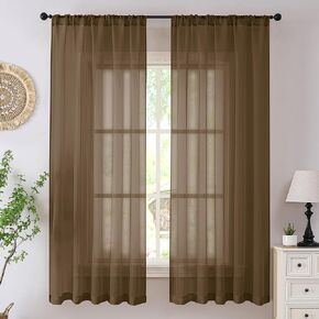 Tollpiz White Sheer Curtains Bedroom Curtain Sheers Rod Pocket Light Filtering Voile Window Treatment Drape for Living Room, 54 x 96 inches Long, 2 Panels