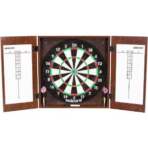 مجموعة خزانة لوحة رمي السهام ذات شعيرات يونيكورن برايتون مع لوح رمي السهام ذو شعيرات بحجم تنظيمي، وسهام ذات أطراف فولاذية، وألواح مسح جافة in Kuwait