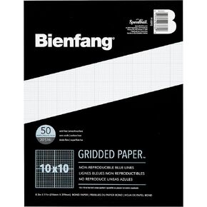 Bienfang Designer Grid Paper Pad, 10x10 Cross Section, 11x17 inches, 50 Sheets