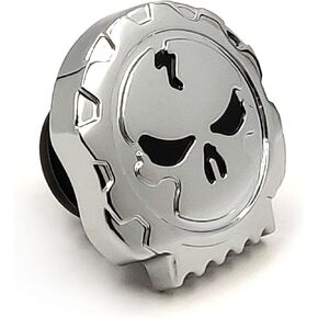 HTTMT- Chrome Skull Gas Cap Vented Fuel Cap Compatible with H-D XL & Big Twin Gas Tank Cap 84-15 [P/N: MT439-002-BK(OLD)]