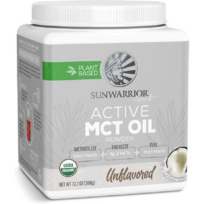 MCT Oil Powder Supplement Medium-chain Triglycerides Pure Coconut Oil Keto USDA Organic Sugar Free Soy Free Gluten Free Dairy Free Non-GMO | Unflavored 40 Servings | Sunwarrior Active MCT Oil Powder