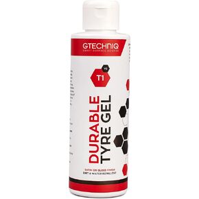 Gtechniq T1 Durable Tyre Gel for Car Tyre Shine, Car Wheel Cleaner Repels Water, Dirt and Grime, Restores Tyre Black Finish, Anti-Sling Formula, 100% Biodegradable, 250ml