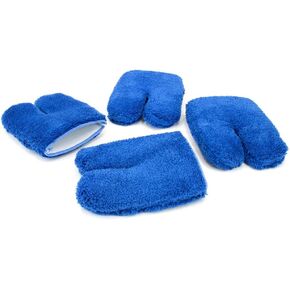 [Wheel Fingers] Microfiber Rim and Wheel Half Mitts (6" x 4.5" x 1") 4 Pack (Non-Split)