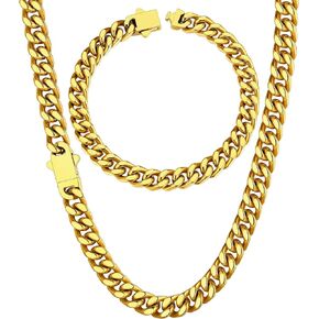 ChainsHouse 7mm Cuban Chain Necklace Men Bracelet 19cm