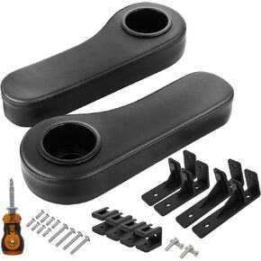 Golf Cart Armrest with Cup Holder for EZGO Club Car Yamaha, No Drilling Required Golf Cart Armrest Kits for Rear Seat with 1inch and 0.78 inch Square Tube Frame