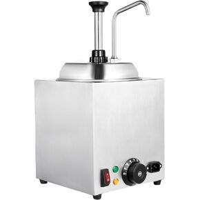 Cheese Warmer with Pump, 2.6Qt Nacho Cheese Warmer, 650W Hot Fudge Warmer with Pump 30-110℃ Temp Adjustable, Stainless Steel Hot Cheese Dispenser for Salad Jam Seasoning Sauce