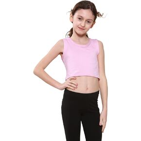 Kids Girls Neon Fluorescent Vest Crop Tops T-Shirt Tee Top Dance Wear Gymnastic Fancy Dress Age 5-14 Years